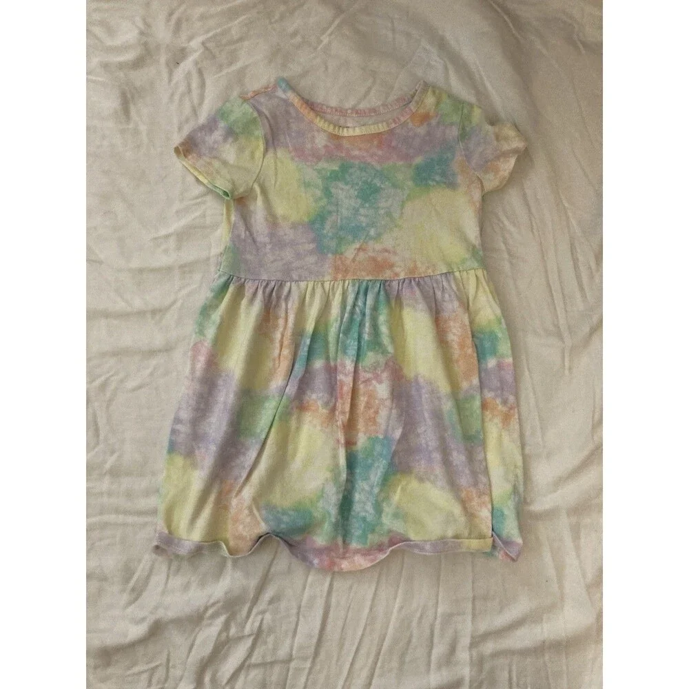 5T Cat & Jack girl clothes - 1 piece dress | multicolor tie dye theme